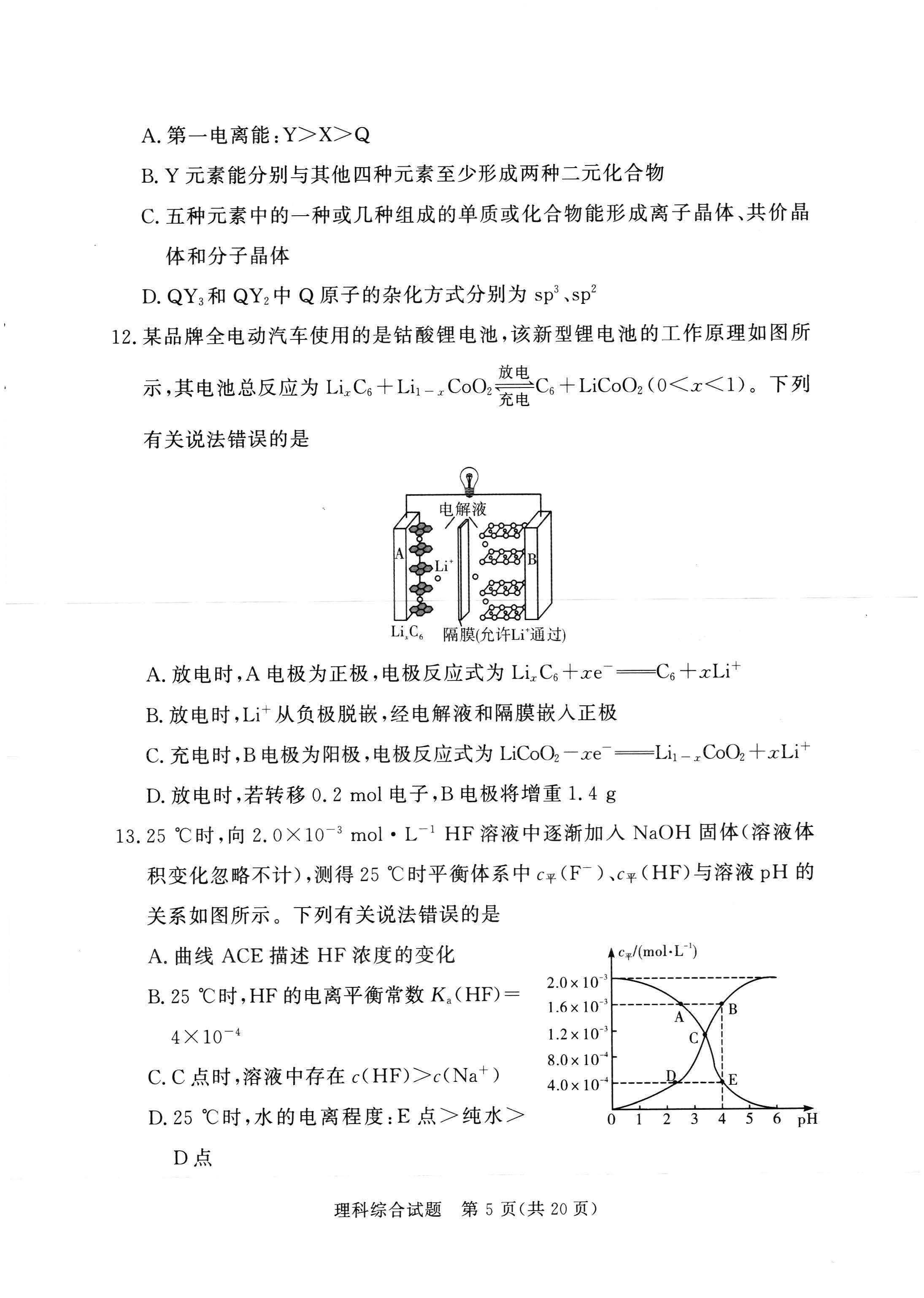湘豫名校联考2024届高三2月第一次模考理综试题