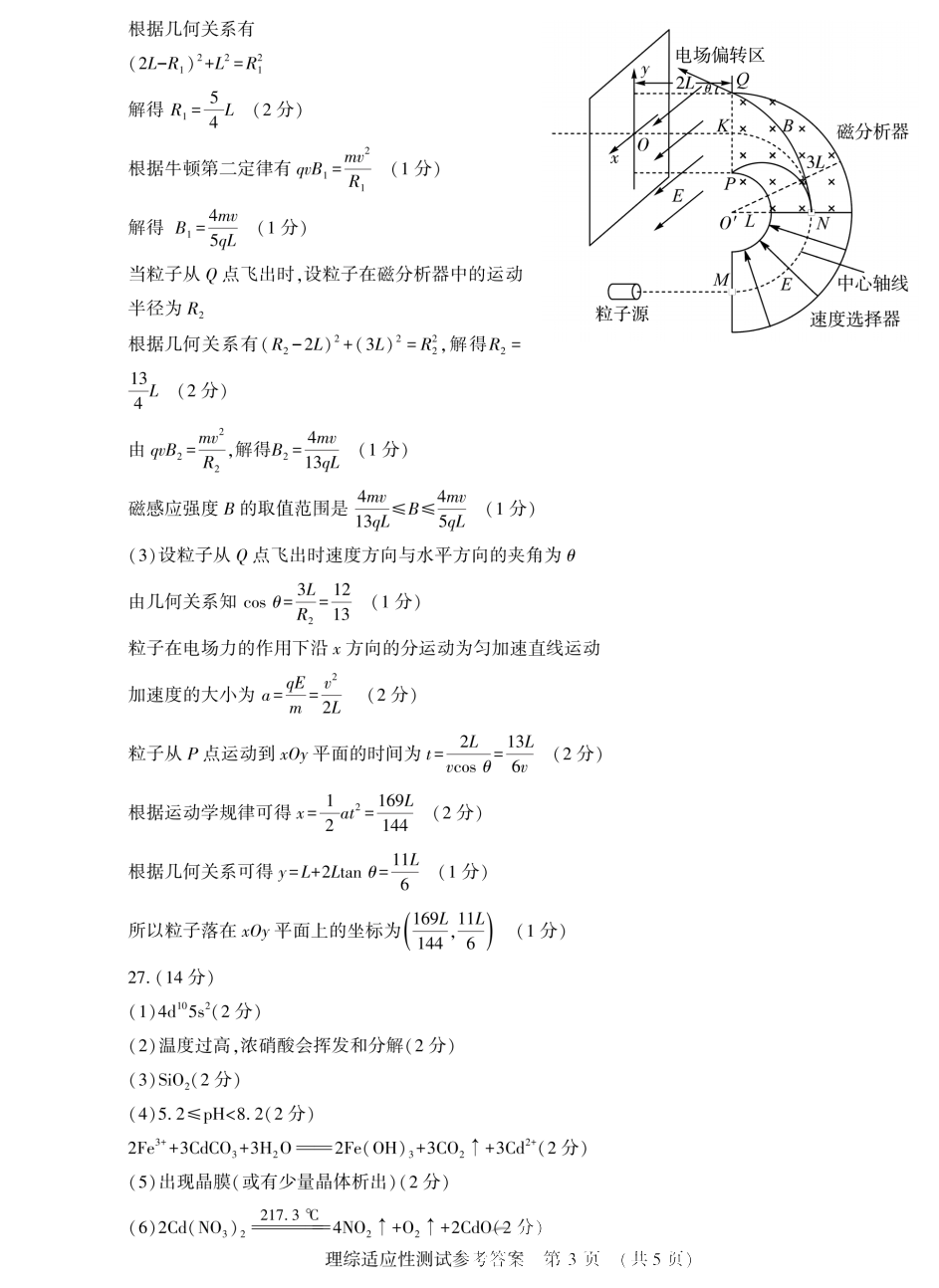 河南省2024届高三第二次适应性测试理科综合答案