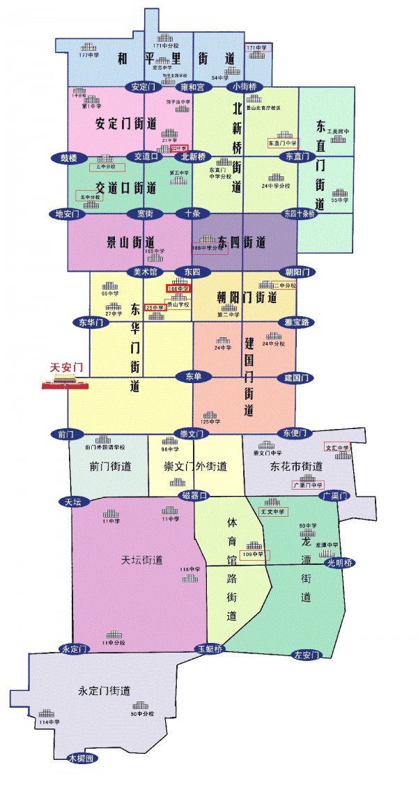 2017小升初北京东城区中学分布图