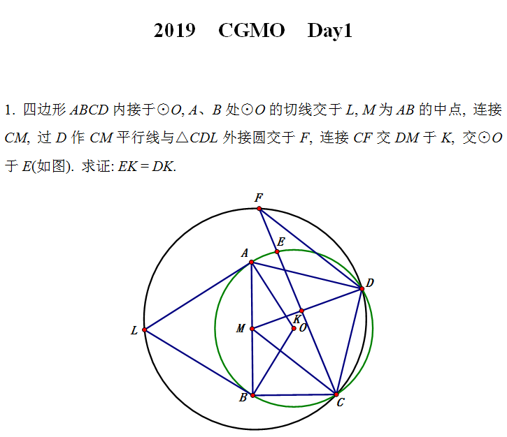 2019年中国女子数学奥赛第一天试题