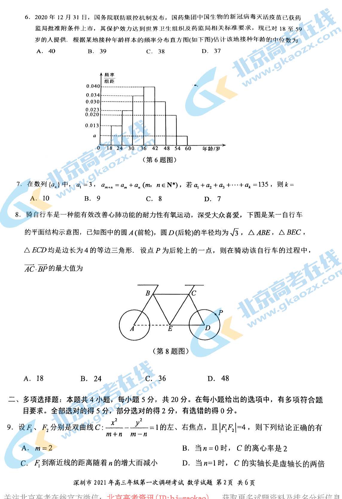 2021深圳高三一模数学试题及参考答案
