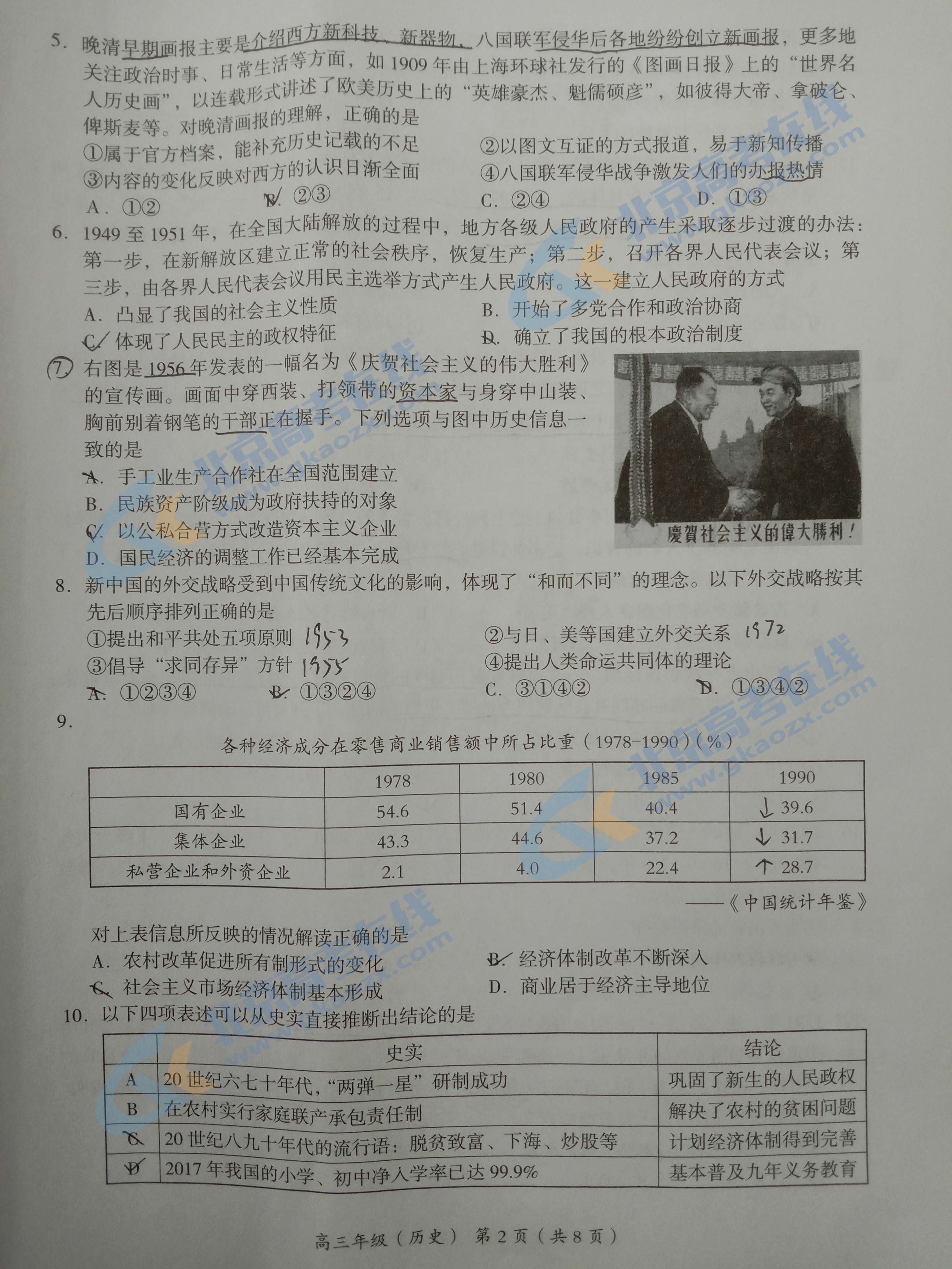 2021年北京海淀区高三期末考试历史试题