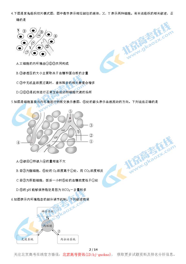 2020-2021学年北京一零一中学高二期中生物试题及答案